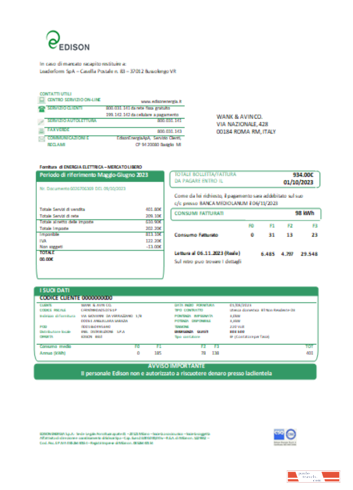 Edison utility business bill SCR PSD template